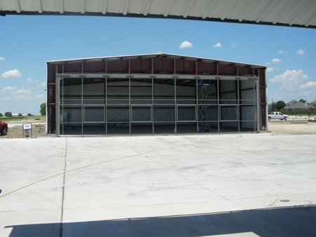 Large Hydraulic door after installation on box hangar