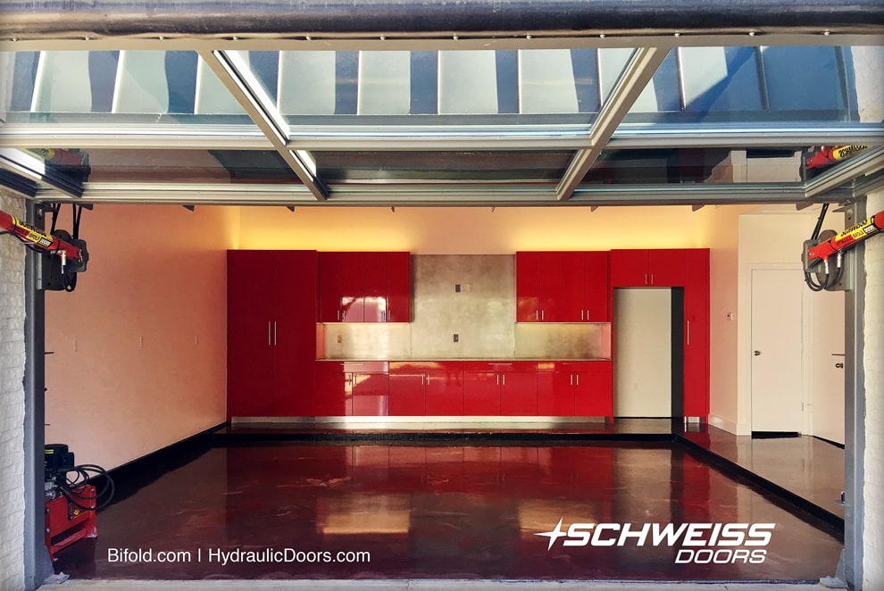 Glass Clad Hydraulic Door can be operated remotely