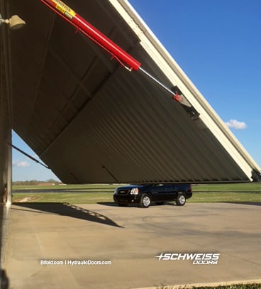 Schweiss Hangar door operated via remote