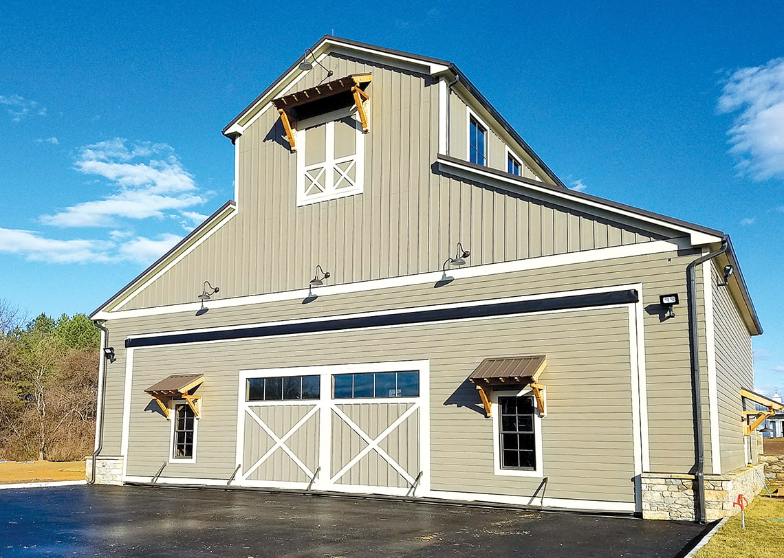 Specially designed hydrauilic door looks like a hangar barn